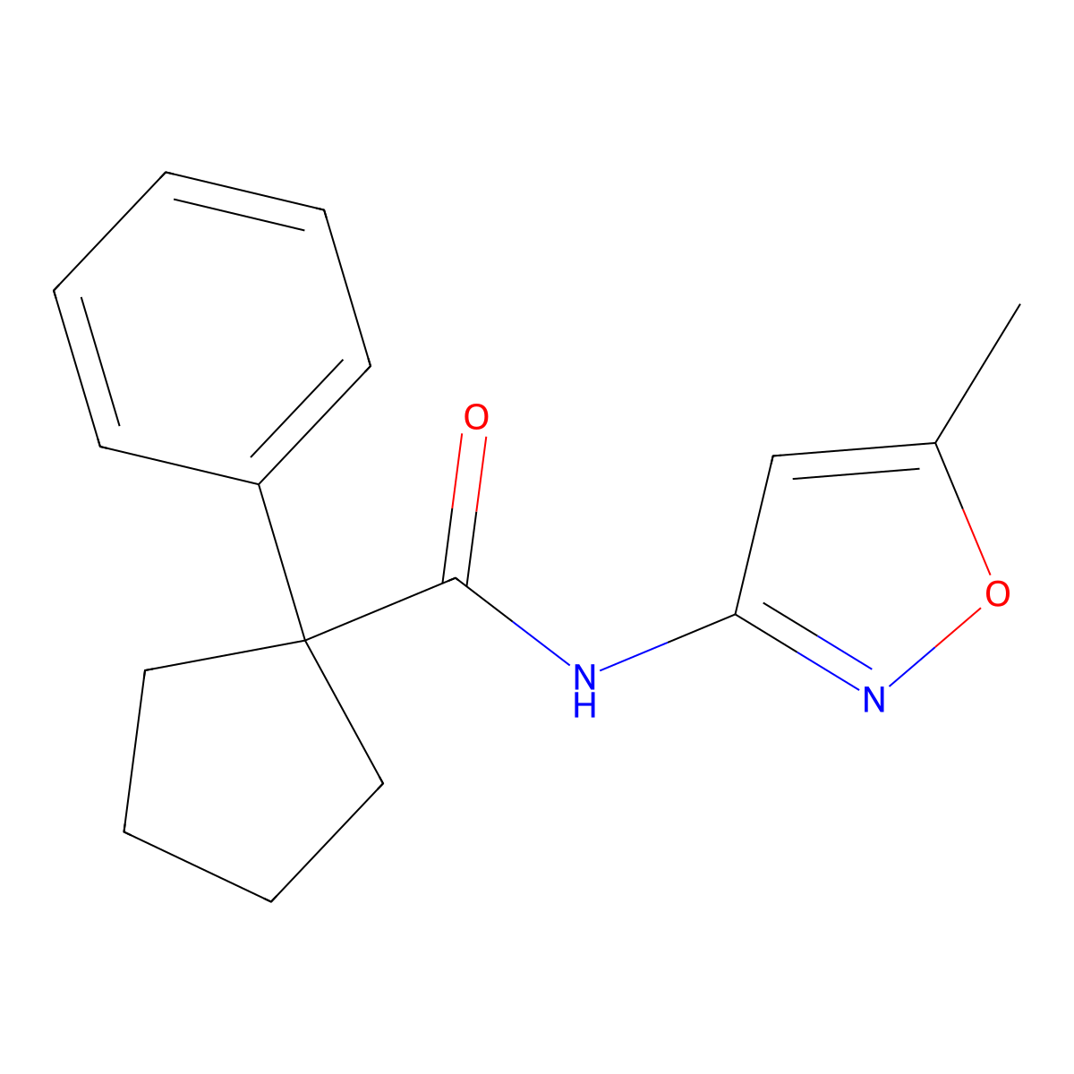 N-(5-methyl-1,2-oxazol-3-yl)-1-phenylcyclopentane-1-carboxamide molecular structure, CAS 700855-74-9