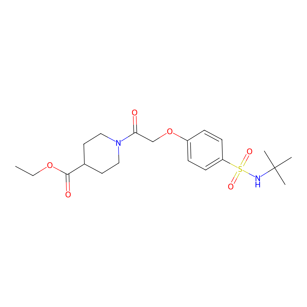 Ethyl 1-({4-[(tert-butylamino)sulfonyl]phenoxy}acetyl)-4-piperidinecarboxylate molecular structure, CAS 700855-84-1