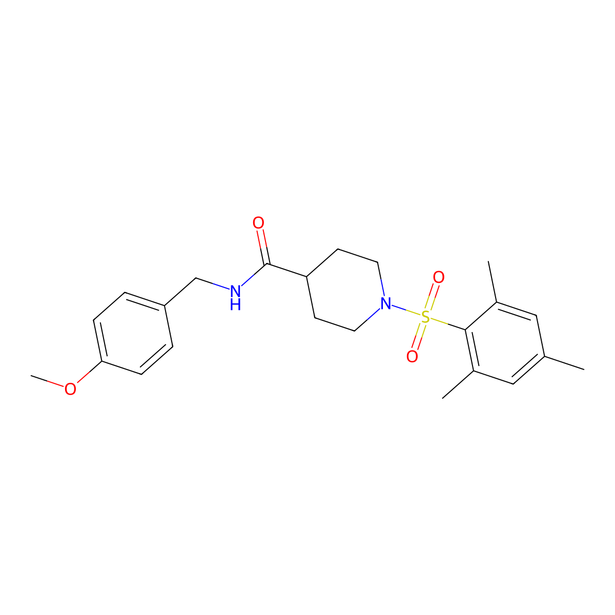 N-(4-methoxybenzyl)-1-[(2,4,6-trimethylphenyl)sulfonyl]piperidine-4-carboxamide molecular structure, CAS 700855-96-5