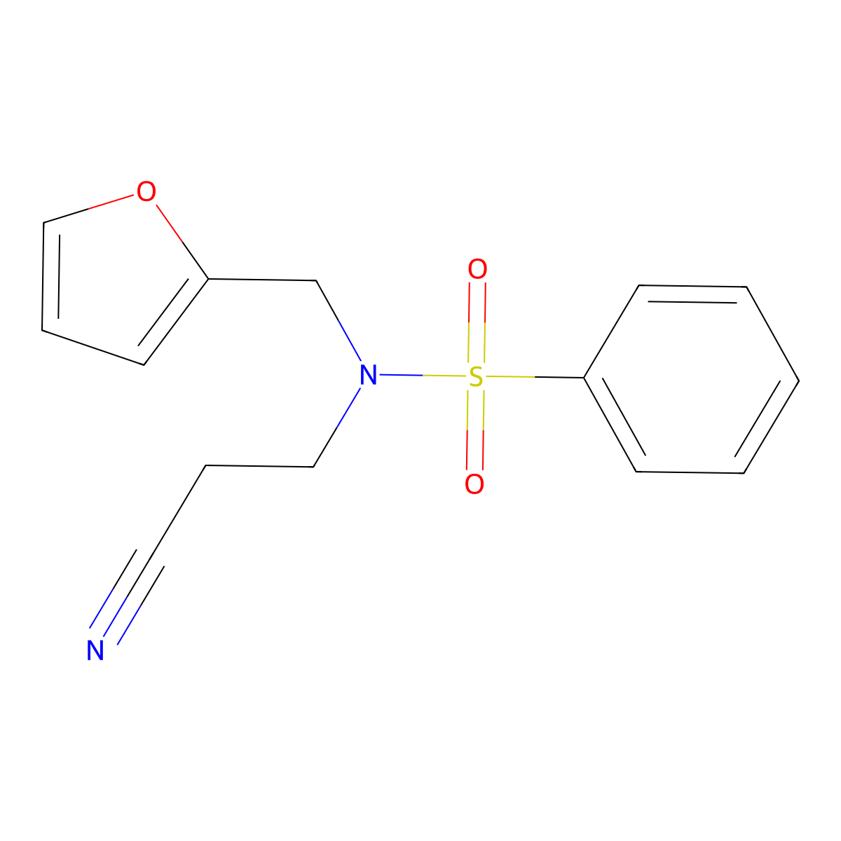 N-(2-cyanoethyl)-N-(furan-2-ylmethyl)benzenesulfonamide molecular structure, CAS 700856-01-5