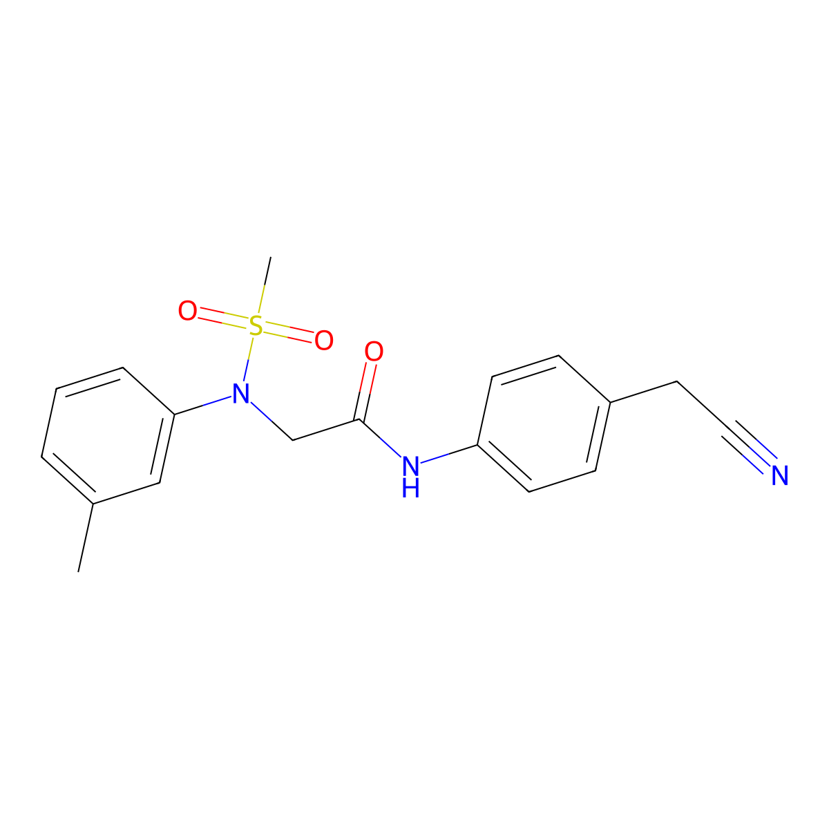 N-[4-(cyanomethyl)phenyl]-2-(3-methyl-N-methylsulfonylanilino)acetamide molecular structure, CAS 700856-03-7