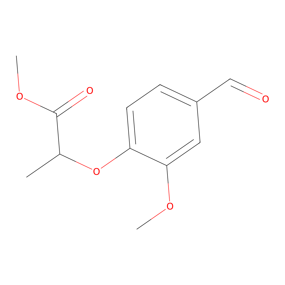 Methyl 2-(4-formyl-2-methoxyphenoxy)propanoate molecular structure, CAS 700856-14-0