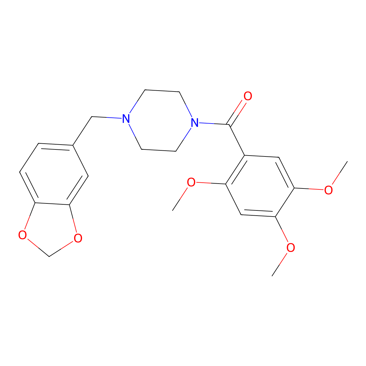 [4-(1,3-Benzodioxol-5-ylmethyl)piperazin-1-yl]-(2,4,5-trimethoxyphenyl)methanone molecular structure, CAS 700856-17-3