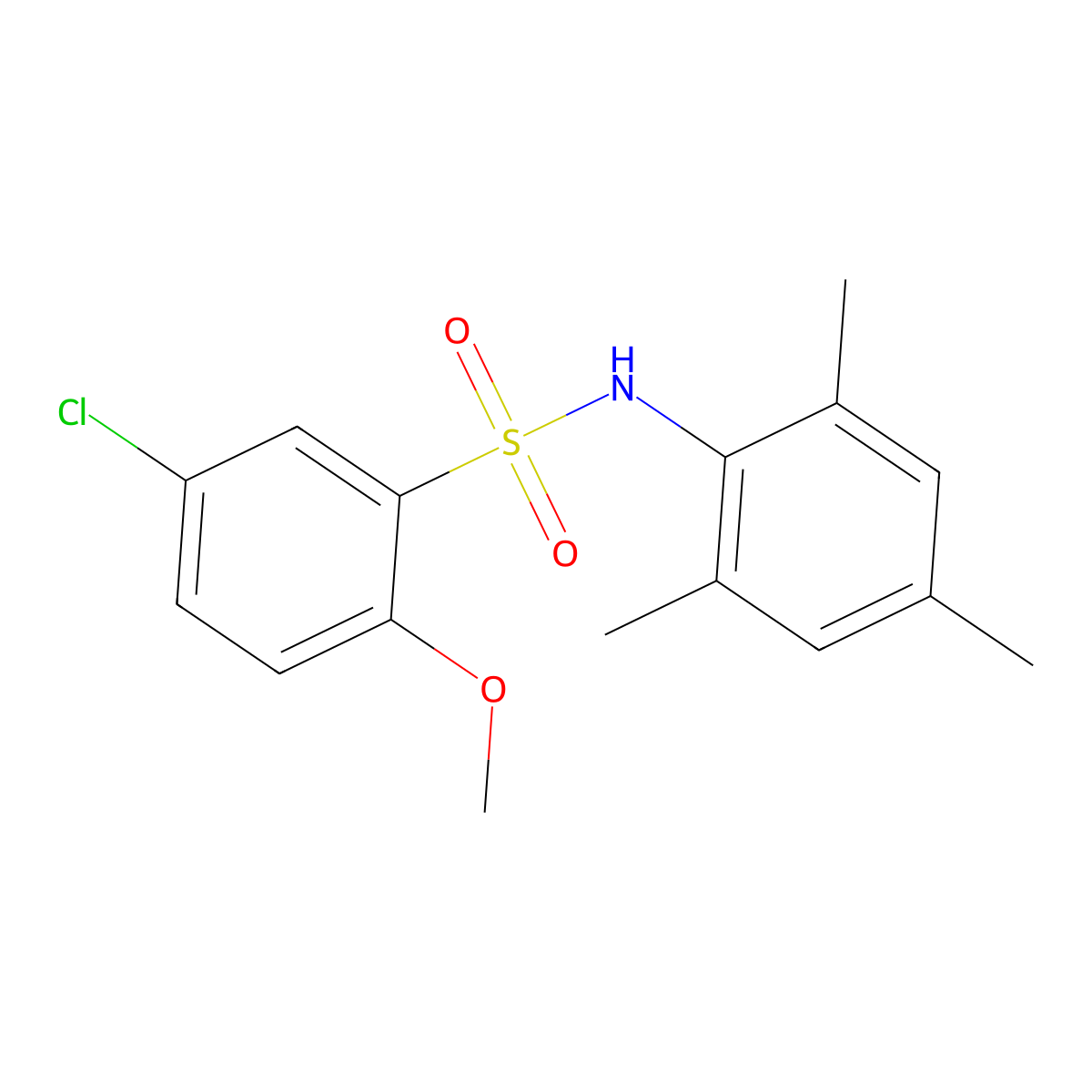5-chloro-N-mesityl-2-methoxybenzenesulfonamide molecular structure, CAS 700856-47-9