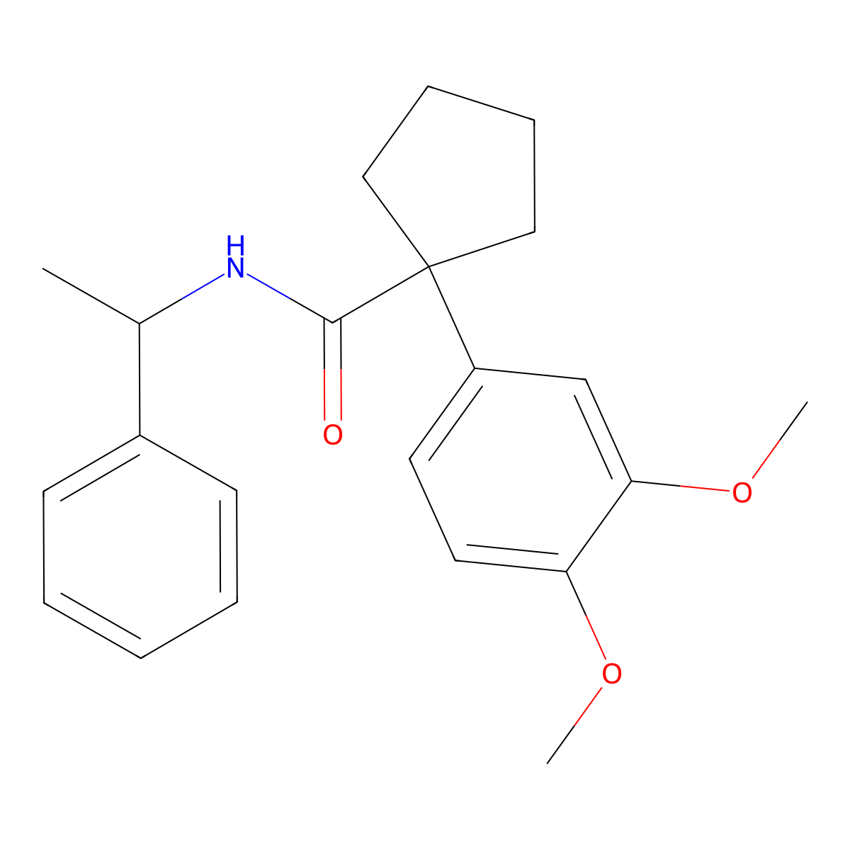 1-(3,4-dimethoxyphenyl)-N-(1-phenylethyl)cyclopentanecarboxamide molecular structure, CAS 700856-53-7