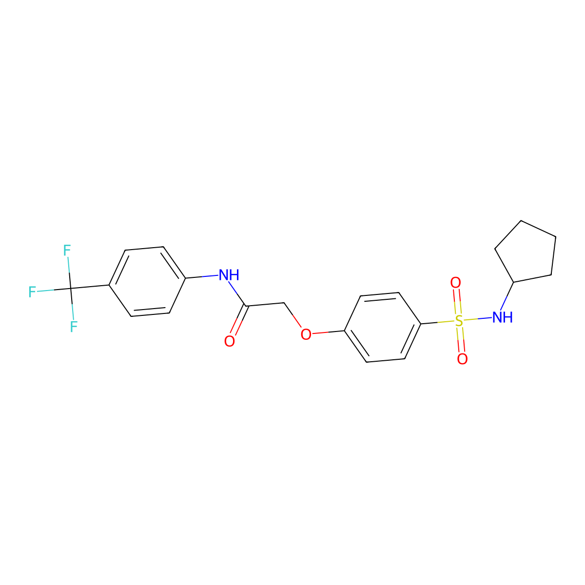 2-[4-(cyclopentylsulfamoyl)phenoxy]-N-[4-(trifluoromethyl)phenyl]acetamide molecular structure, CAS 700856-57-1