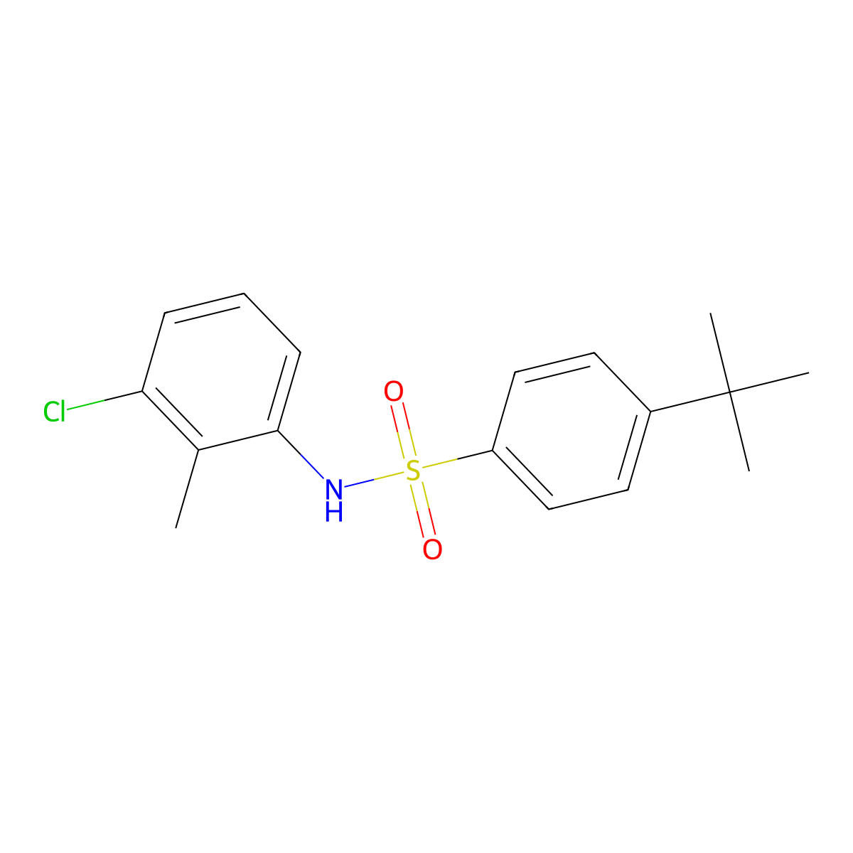 4-tert-butyl-N-(3-chloro-2-methylphenyl)benzenesulfonamide molecular structure, CAS 700856-75-3