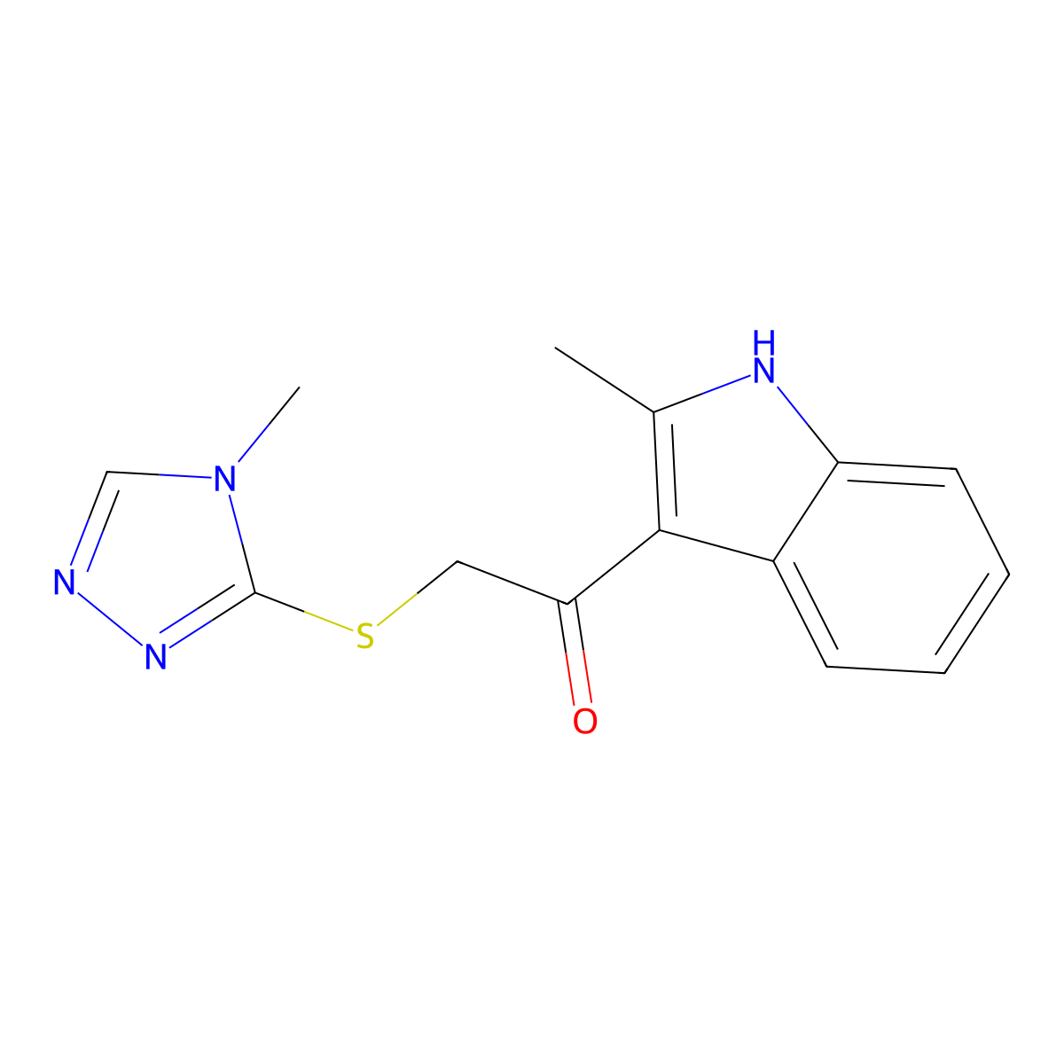 1-(2-Methyl-1H-indol-3-yl)-2-(4-methyl-4H-[1,2,4]triazol-3-ylsulfanyl)-ethanone molecular structure, CAS 700856-83-3