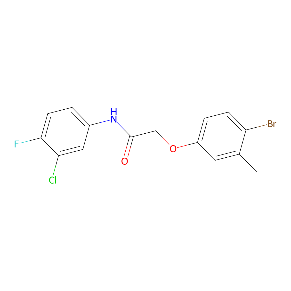 2-(4-bromo-3-methylphenoxy)-N-(3-chloro-4-fluorophenyl)acetamide molecular structure, CAS 700856-90-2