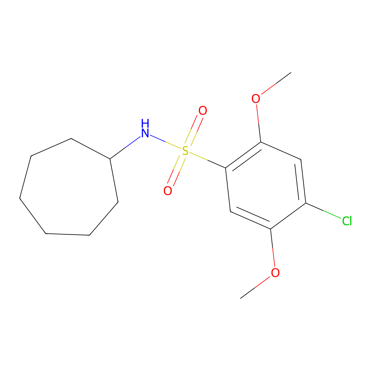 4-chloro-N-cycloheptyl-2,5-dimethoxybenzenesulfonamide molecular structure, CAS 700856-91-3