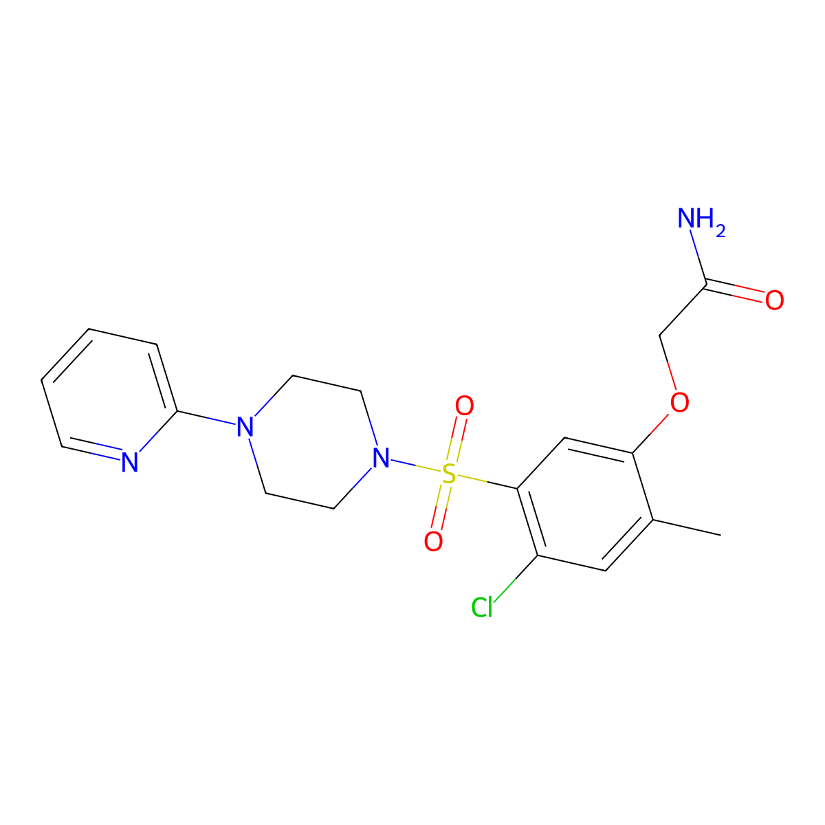 2-[4-Chloro-2-methyl-5-(4-pyridin-2-ylpiperazin-1-yl)sulfonylphenoxy]acetamide molecular structure, CAS 700857-11-0