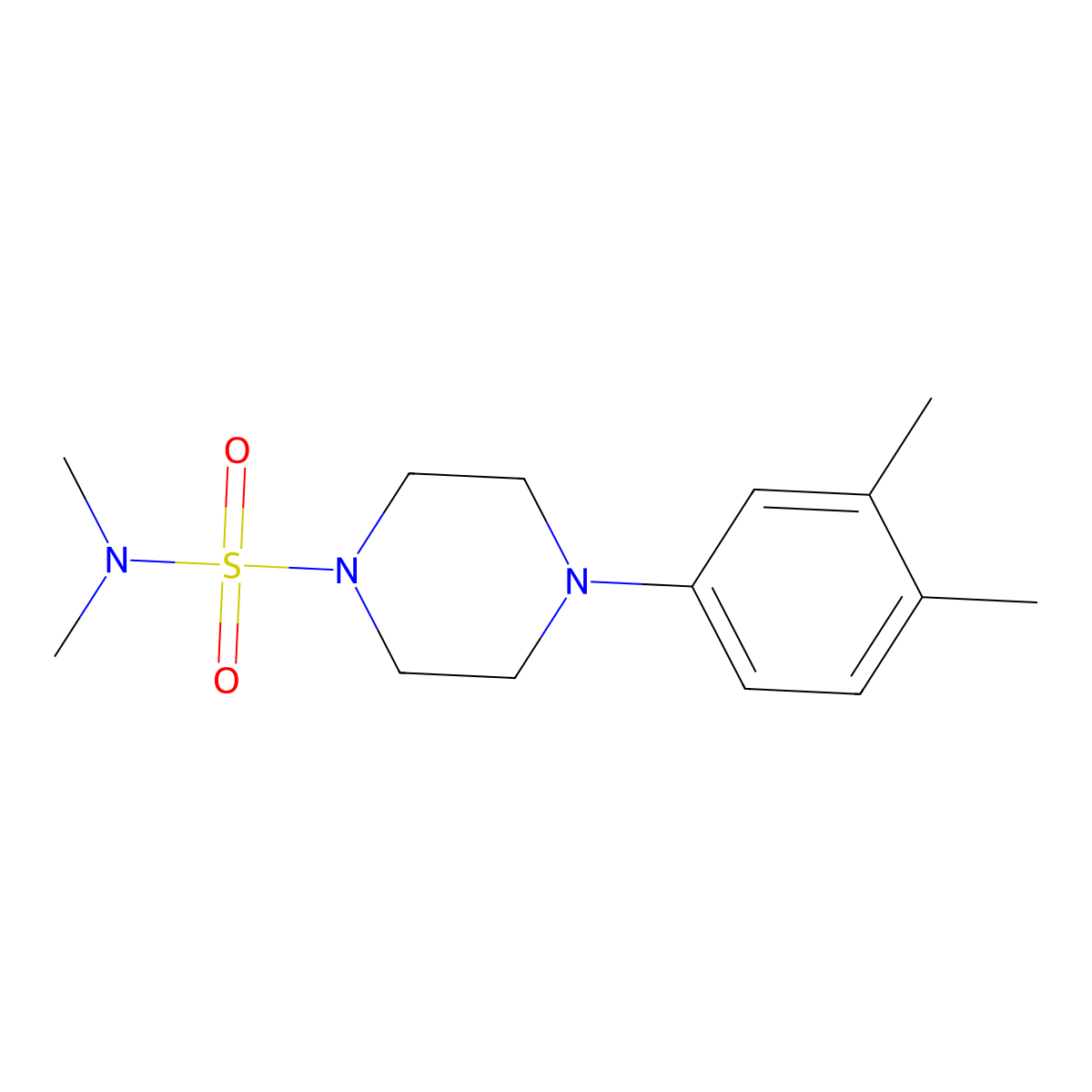 4-(3,4-dimethylphenyl)-N,N-dimethylpiperazine-1-sulfonamide molecular structure, CAS 700857-14-3