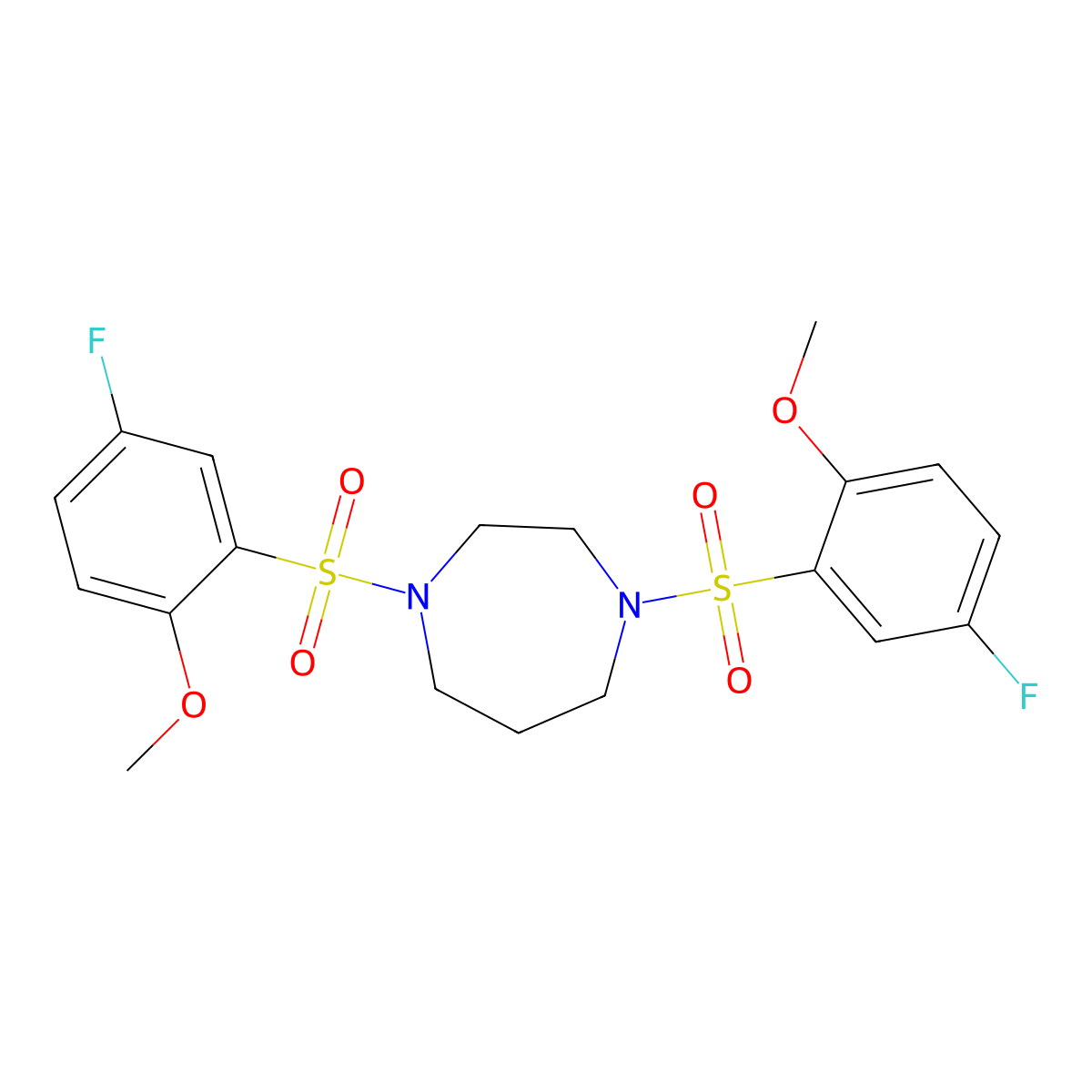 1,4-Bis[(5-fluoro-2-methoxyphenyl)sulfonyl]-1,4-diazepane molecular structure, CAS 700857-43-8
