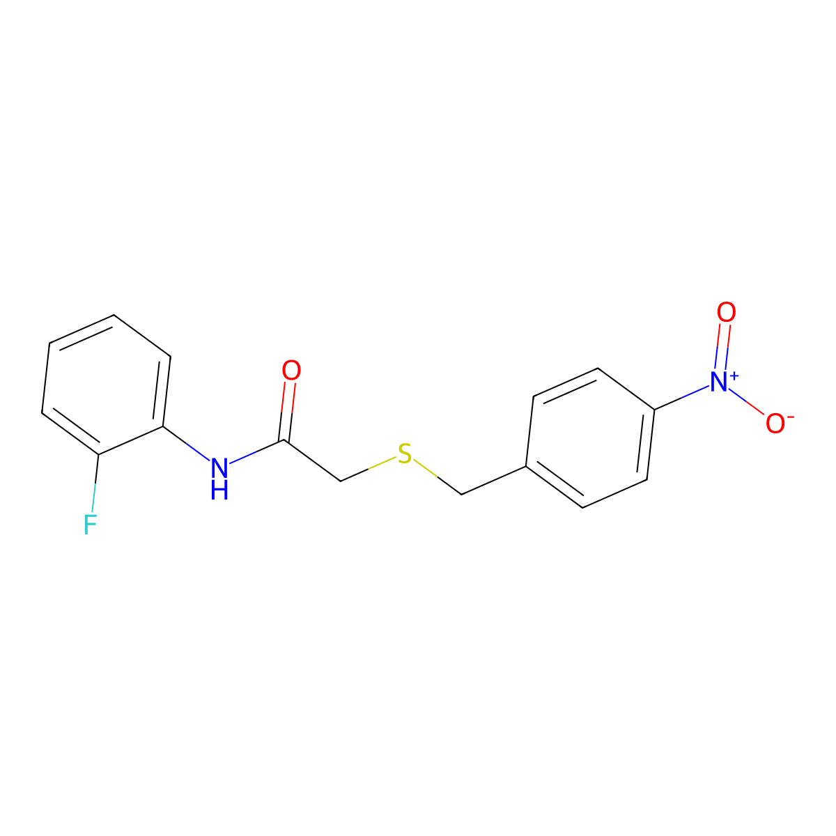 N-(2-fluorophenyl)-2-[(4-nitrobenzyl)sulfanyl]acetamide molecular structure, CAS 700857-49-4