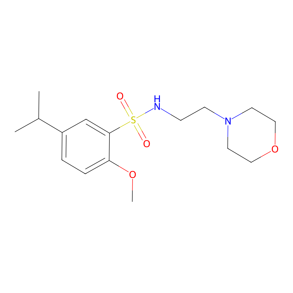 5-isopropyl-2-methoxy-N-(2-morpholinoethyl)benzenesulfonamide molecular structure, CAS 700857-53-0