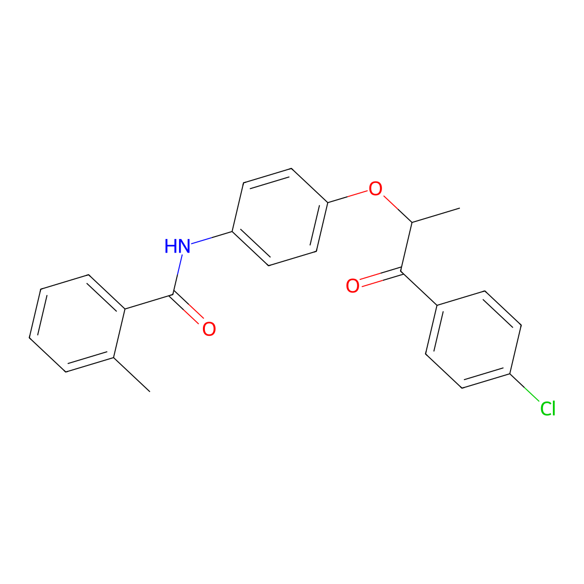N-[4-[1-(4-chlorophenyl)-1-oxopropan-2-yl]oxyphenyl]-2-methylbenzamide molecular structure, CAS 700857-62-1