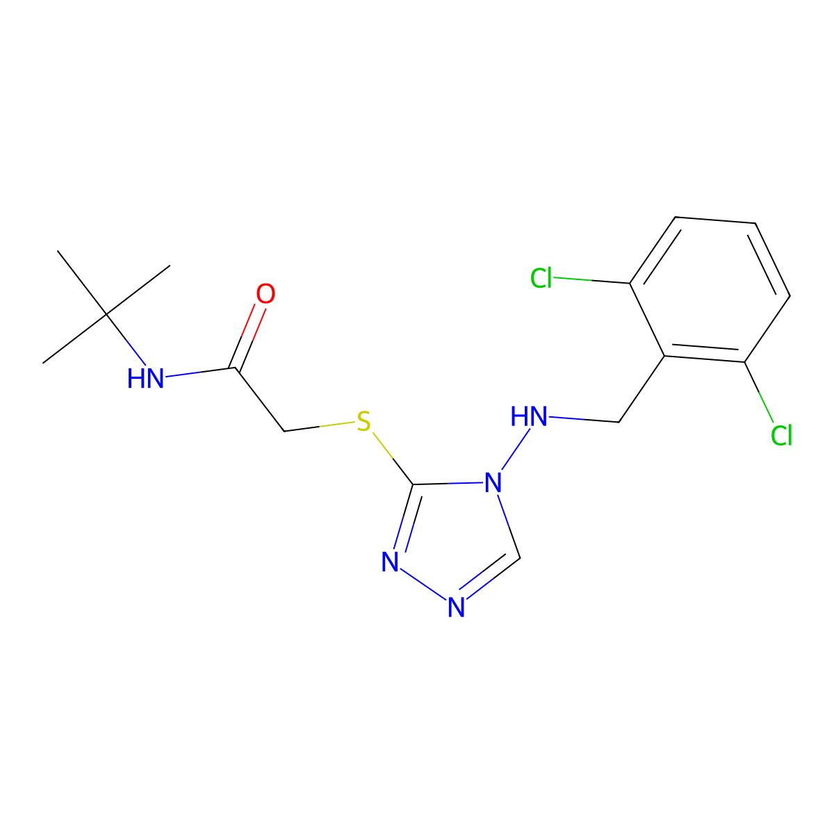N-tert-butyl-2-[[4-[(2,6-dichlorophenyl)methylamino]-1,2,4-triazol-3-yl]sulfanyl]acetamide molecular structure, CAS 700857-72-3