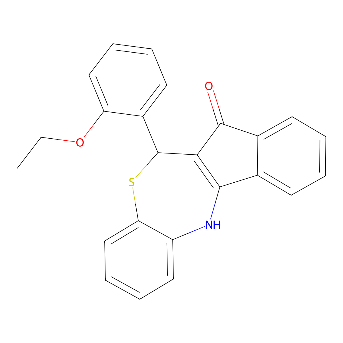 6-(2-ethoxyphenyl)-6,12-dihydro-5H-benzo[b]indeno[1,2-e][1,4]thiazepin-5-one molecular structure, CAS 700857-80-3