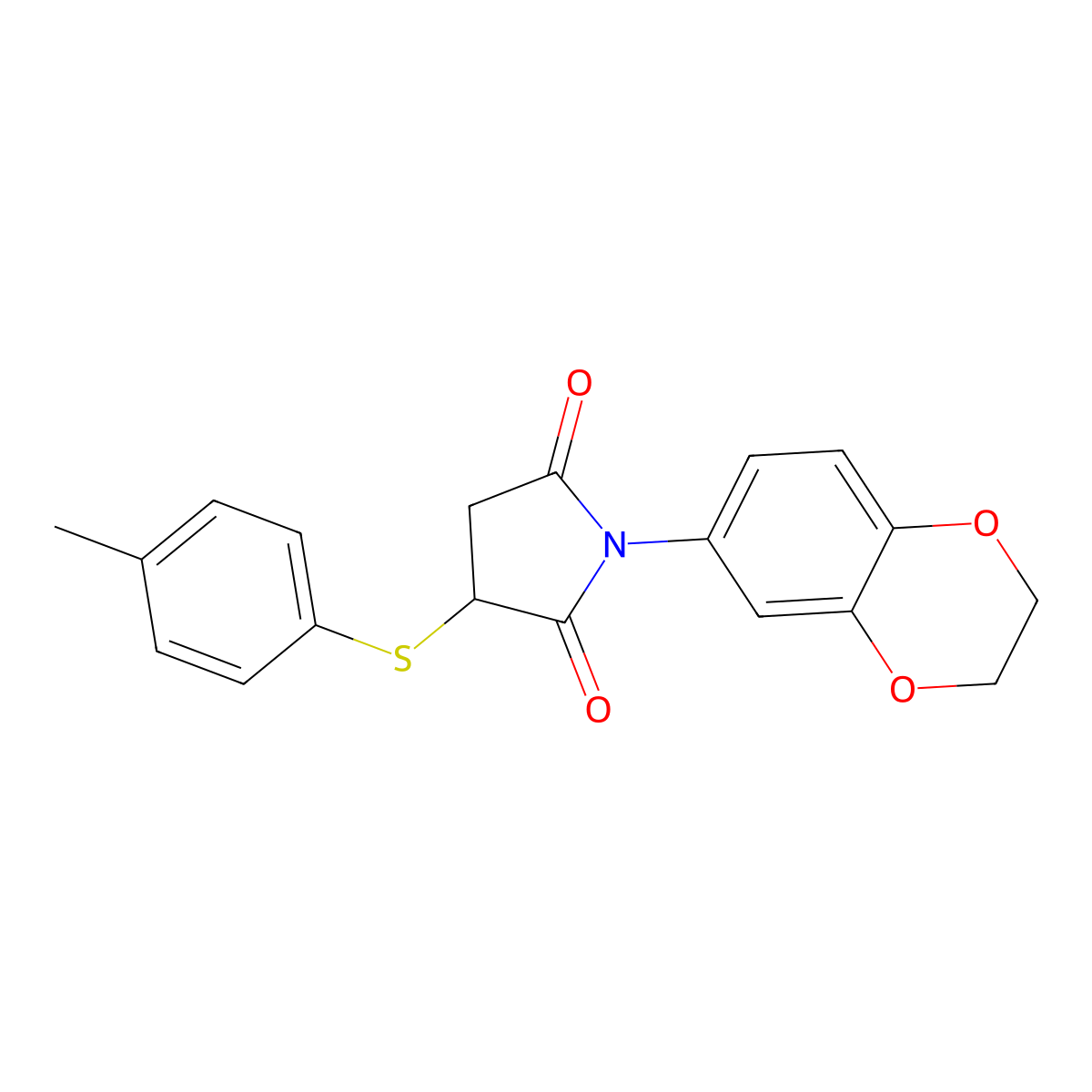 1-(2,3-Dihydro-1,4-benzodioxin-6-yl)-3-[(4-methylphenyl)sulfanyl]pyrrolidine-2,5-dione molecular structure, CAS 700857-84-7