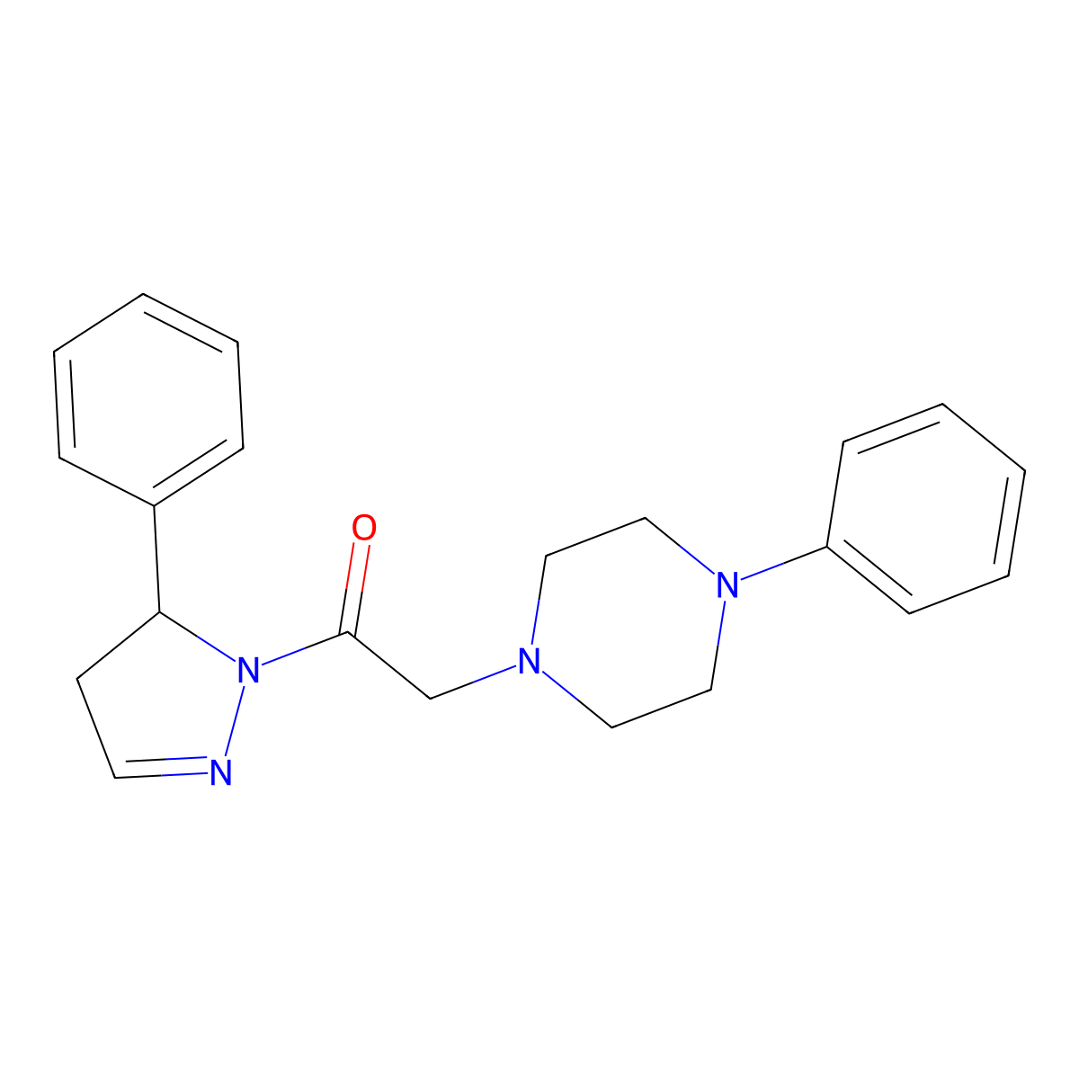 1-[2-oxo-2-(5-phenyl-4,5-dihydro-1H-pyrazol-1-yl)ethyl]-4-phenylpiperazine molecular structure, CAS 700857-92-7