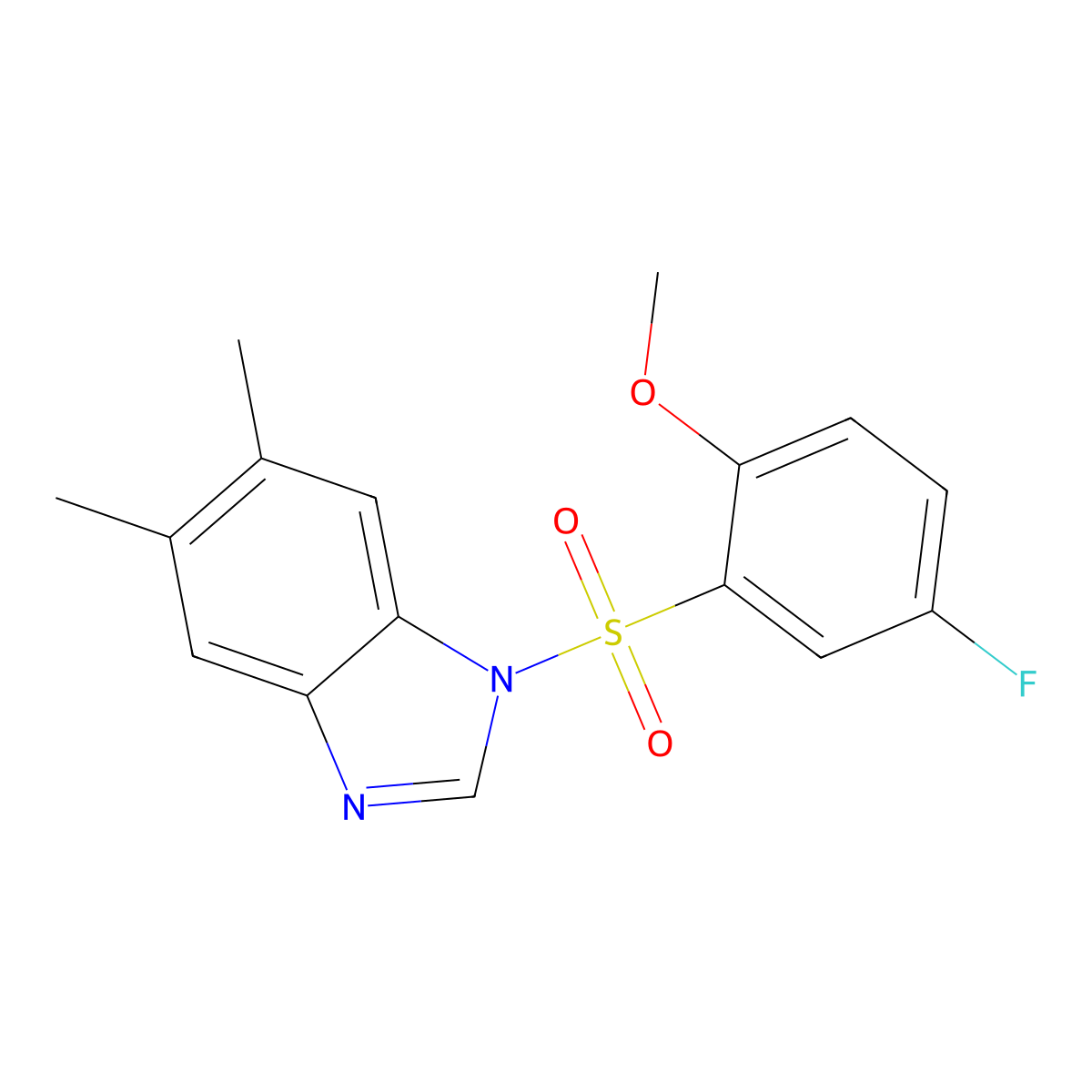 1-(5-Fluoro-2-methoxyphenyl)sulfonyl-5,6-dimethylbenzimidazole molecular structure, CAS 700858-13-5