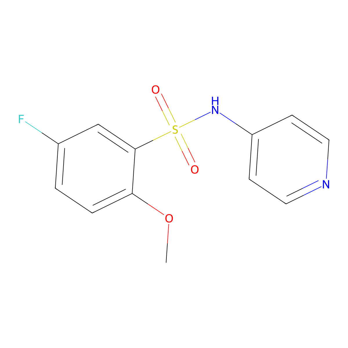 5-fluoro-2-methoxy-N-(4-pyridinyl)benzenesulfonamide molecular structure, CAS 700858-15-7