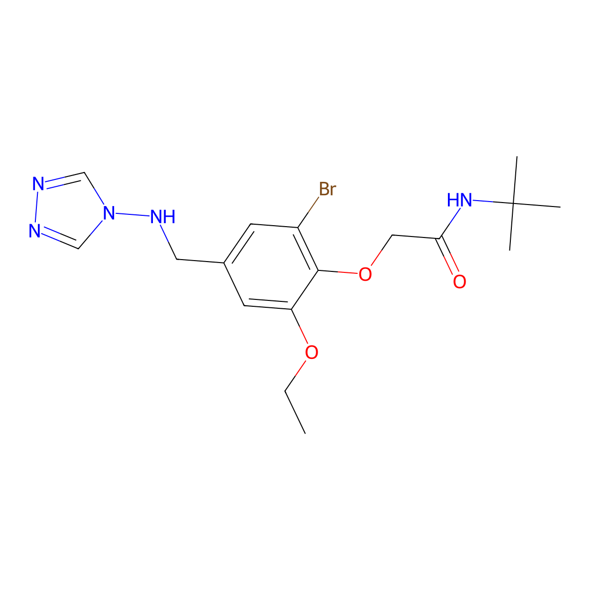 2-{2-bromo-6-ethoxy-4-[(4H-1,2,4-triazol-4-ylamino)methyl]phenoxy}-N-(tert-butyl)acetamide molecular structure, CAS 700858-27-1