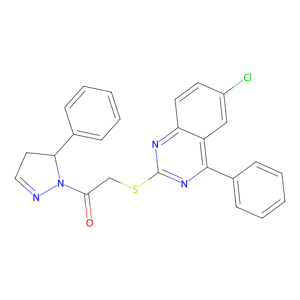 2-[(6-chloro-4-phenylquinazolin-2-yl)sulfanyl]-1-(5-phenyl-4,5-dihydro-1H-pyrazol-1-yl)ethanone molecular structure, CAS 700858-35-1