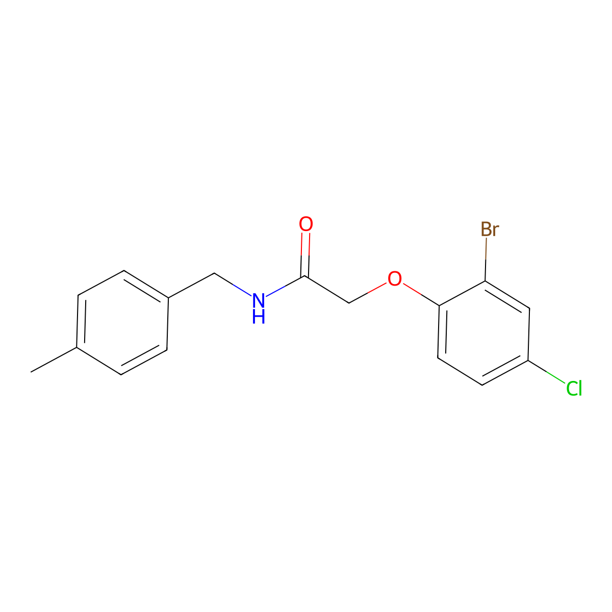 2-(2-bromo-4-chlorophenoxy)-N-[(4-methylphenyl)methyl]acetamide molecular structure, CAS 700858-43-1