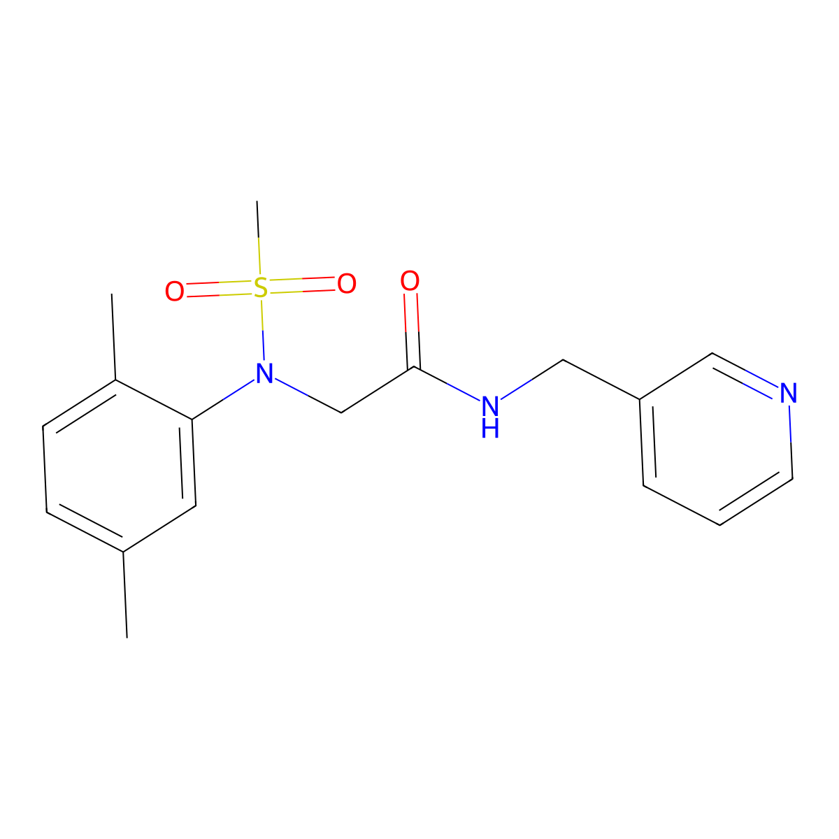 2-(2,5-dimethyl-N-methylsulfonylanilino)-N-(pyridin-3-ylmethyl)acetamide molecular structure, CAS 700858-48-6