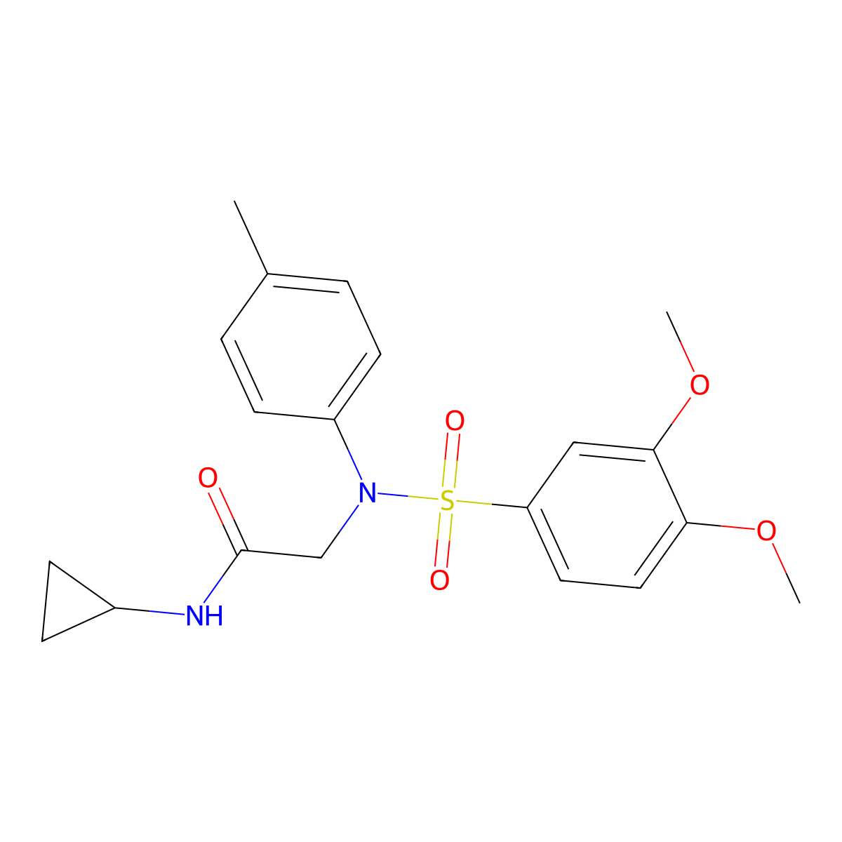 N-cyclopropyl-2-(N-(3,4-dimethoxyphenyl)sulfonyl-4-methylanilino)acetamide molecular structure, CAS 700858-55-5