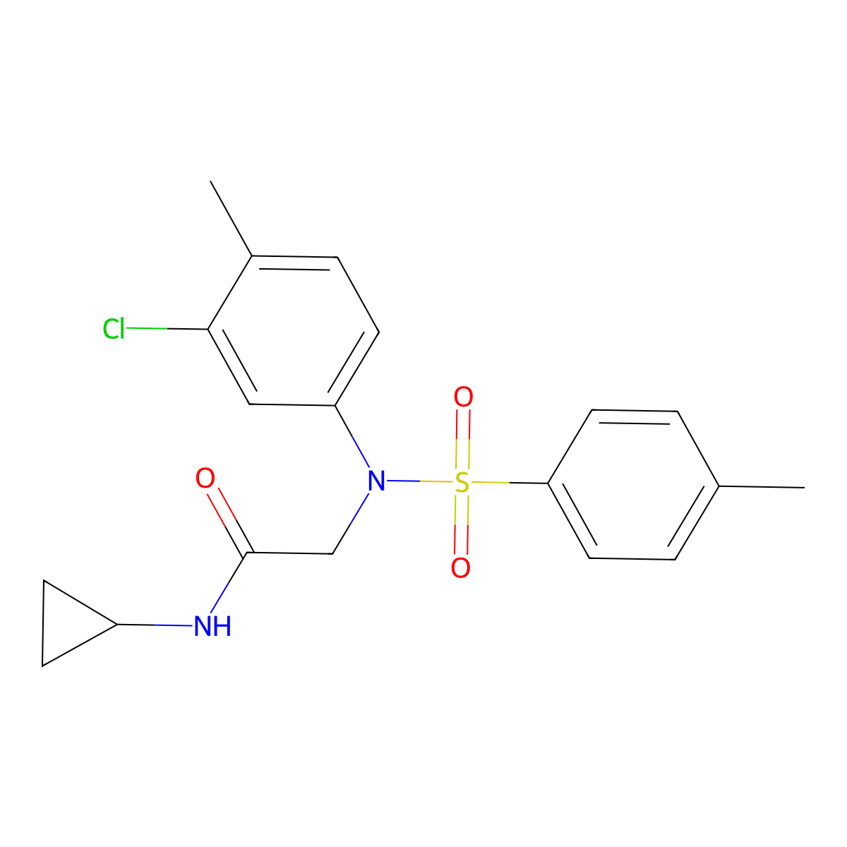 2-(3-chloro-4-methyl-N-(4-methylphenyl)sulfonylanilino)-N-cyclopropylacetamide molecular structure, CAS 700858-56-6