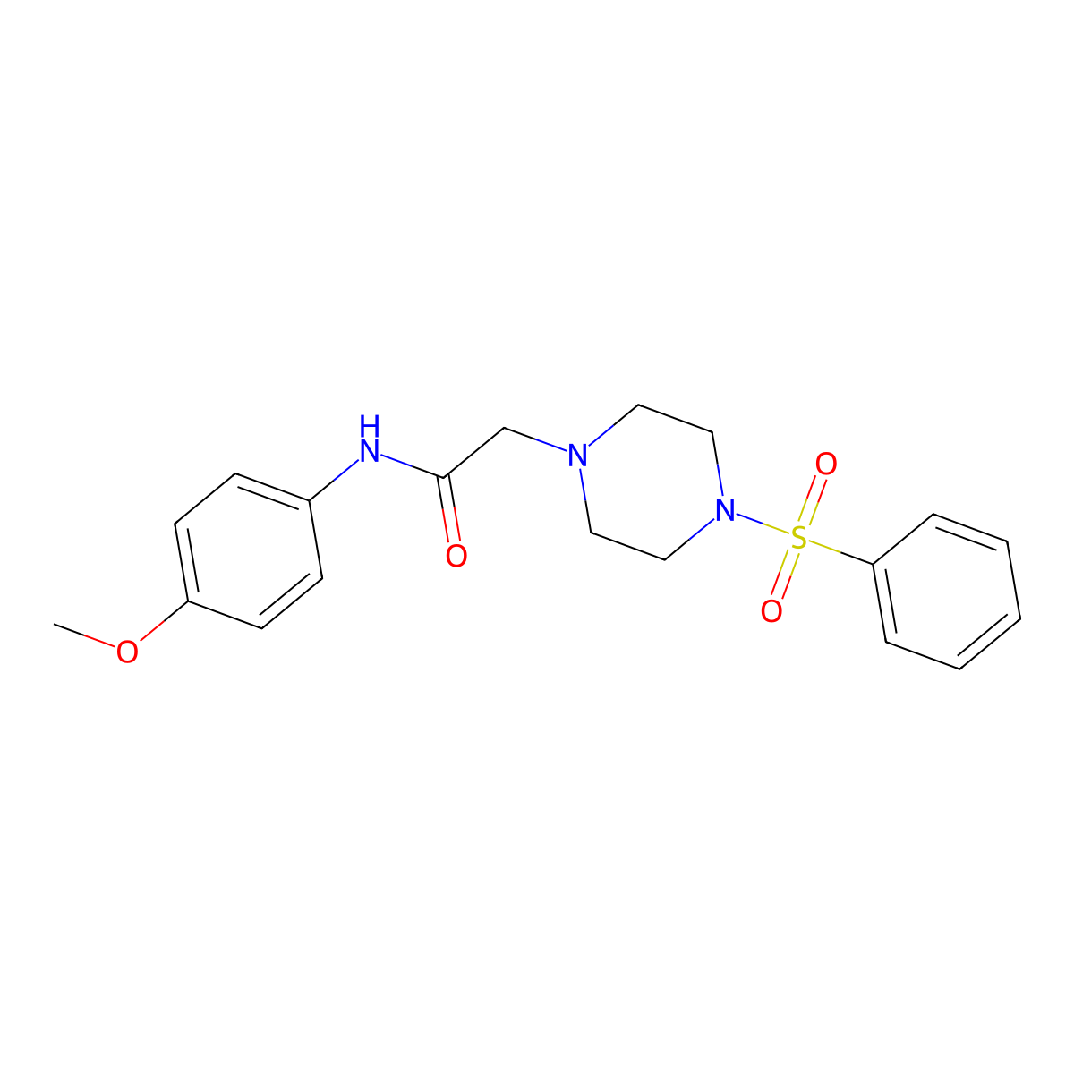 2-[4-(benzenesulfonyl)piperazin-1-yl]-N-(4-methoxyphenyl)acetamide molecular structure, CAS 700858-57-7