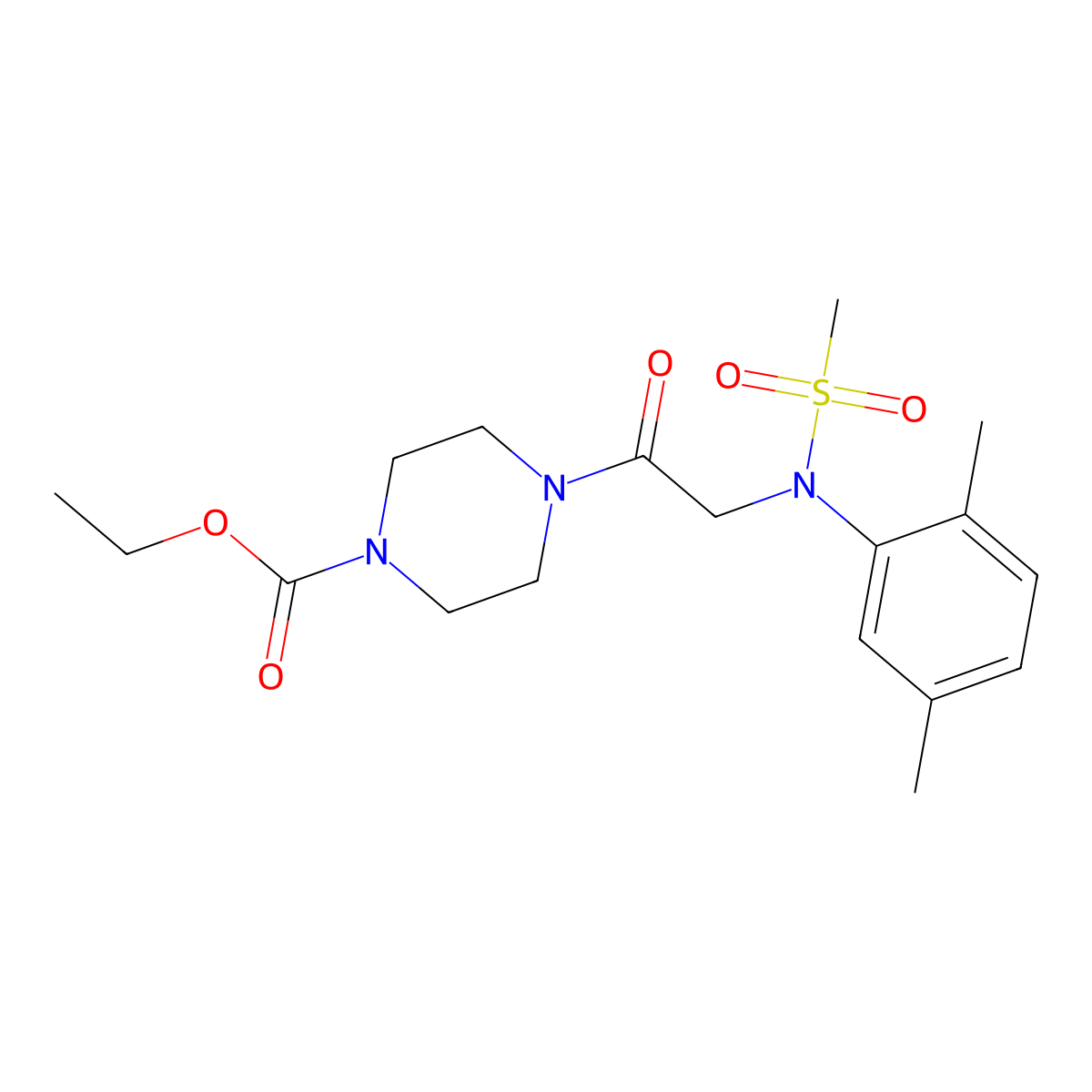 ethyl 4-[N-(2,5-dimethylphenyl)-N-(methylsulfonyl)glycyl]piperazine-1-carboxylate molecular structure, CAS 700858-66-8