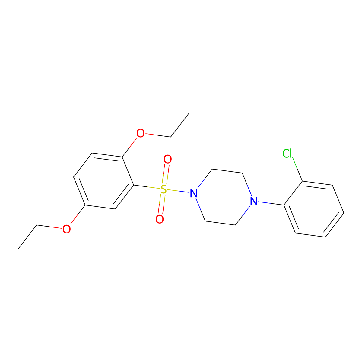 1-(2-Chlorophenyl)-4-(2,5-diethoxybenzenesulfonyl)piperazine molecular structure, CAS 700858-78-2