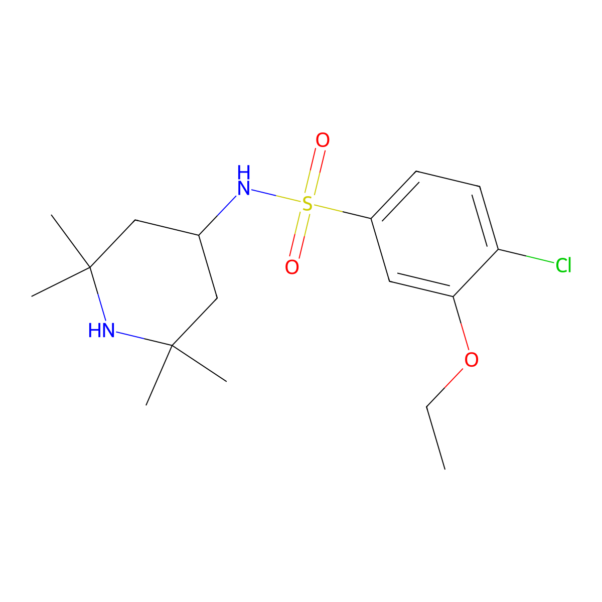 4-chloro-3-ethoxy-N-(2,2,6,6-tetramethylpiperidin-4-yl)benzenesulfonamide molecular structure, CAS 700858-86-2