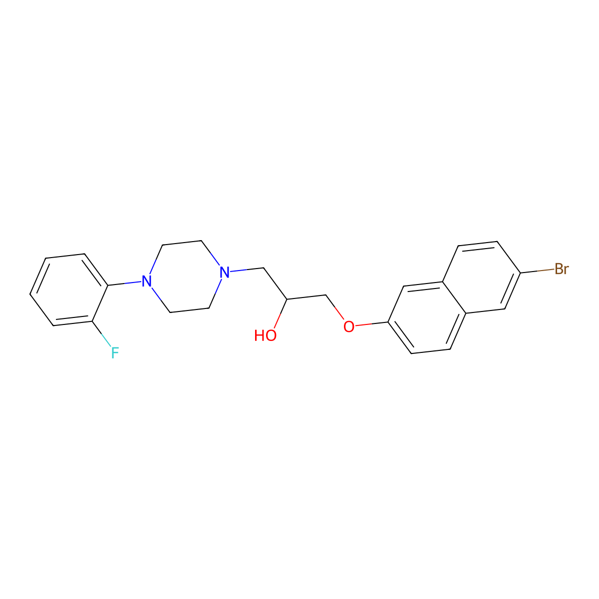 1-[(6-Bromonaphthalen-2-yl)oxy]-3-[4-(2-fluorophenyl)piperazin-1-yl]propan-2-ol molecular structure, CAS 700858-92-0