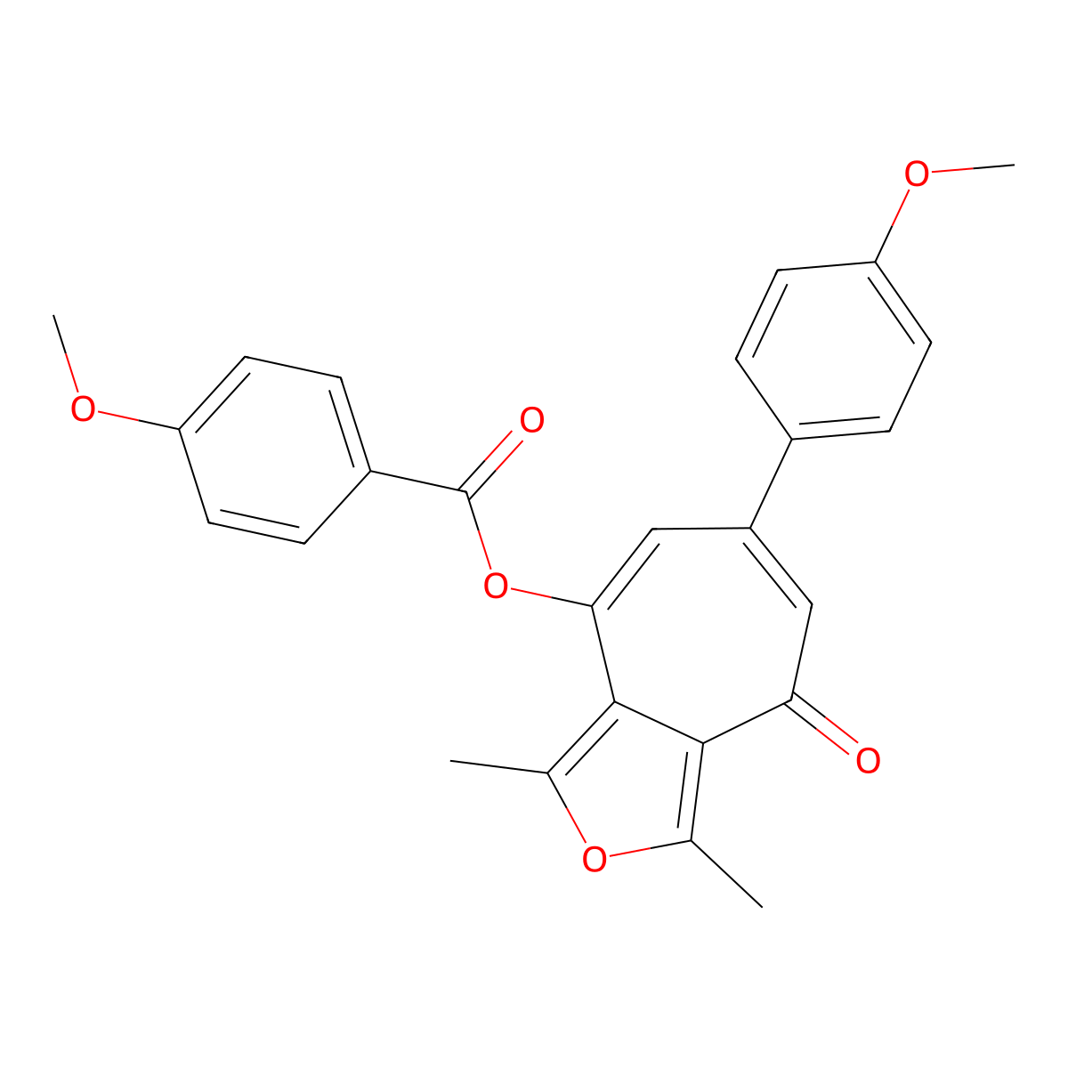 6-(4-methoxyphenyl)-1,3-dimethyl-4-oxo-4H-cyclohepta[c]furan-8-yl 4-methoxybenzoate molecular structure, CAS 700858-95-3