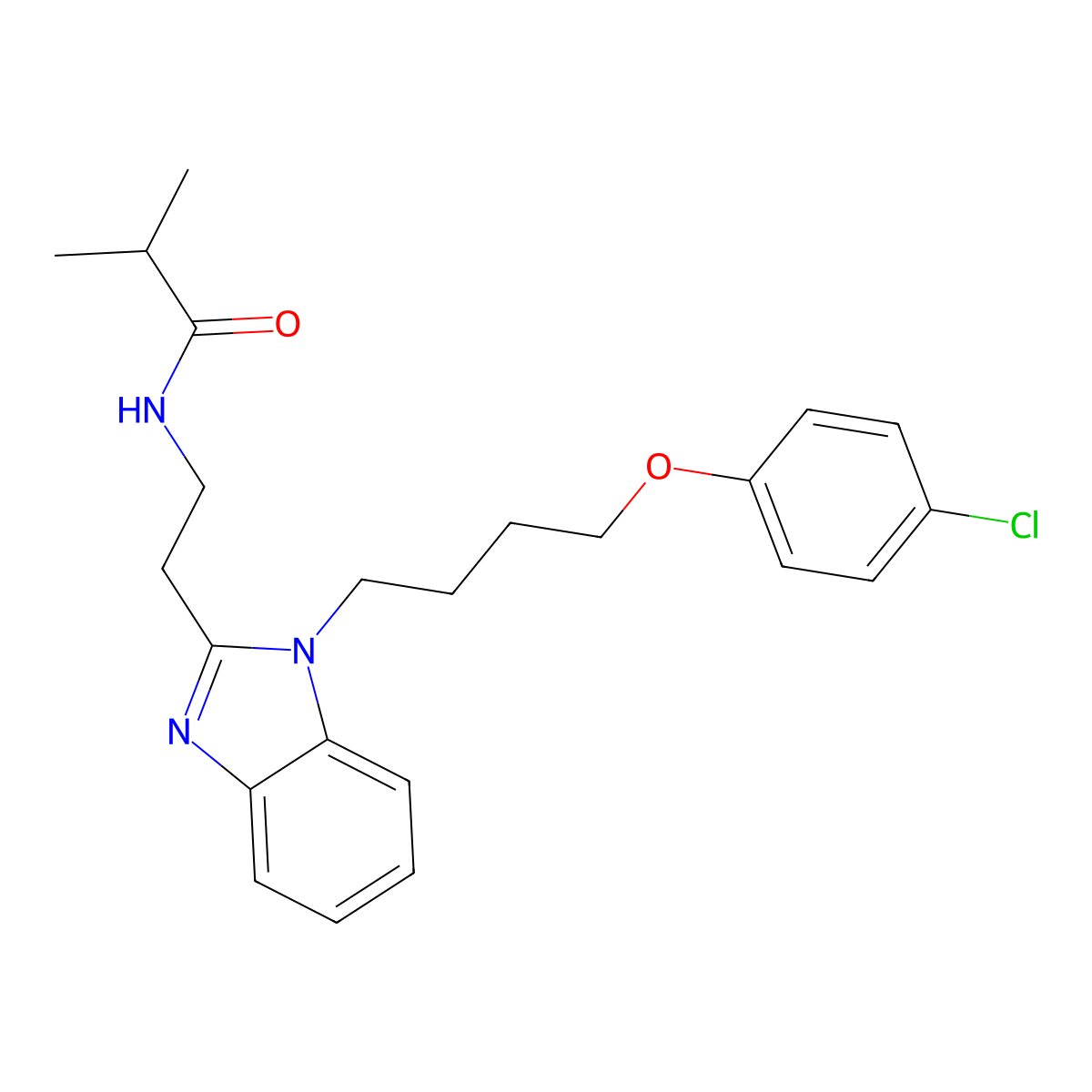 N-(2-{1-[4-(4-chlorophenoxy)butyl]benzimidazol-2-yl}ethyl)-2-methylpropanamide molecular structure, CAS 700858-99-7