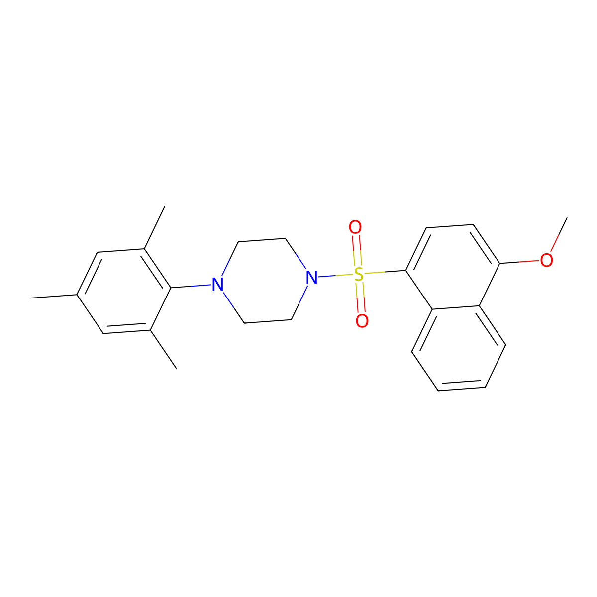 1-[(4-Methoxynaphthyl)sulfonyl]-4-(2,4,6-trimethylphenyl)piperazine molecular structure, CAS 700859-03-6