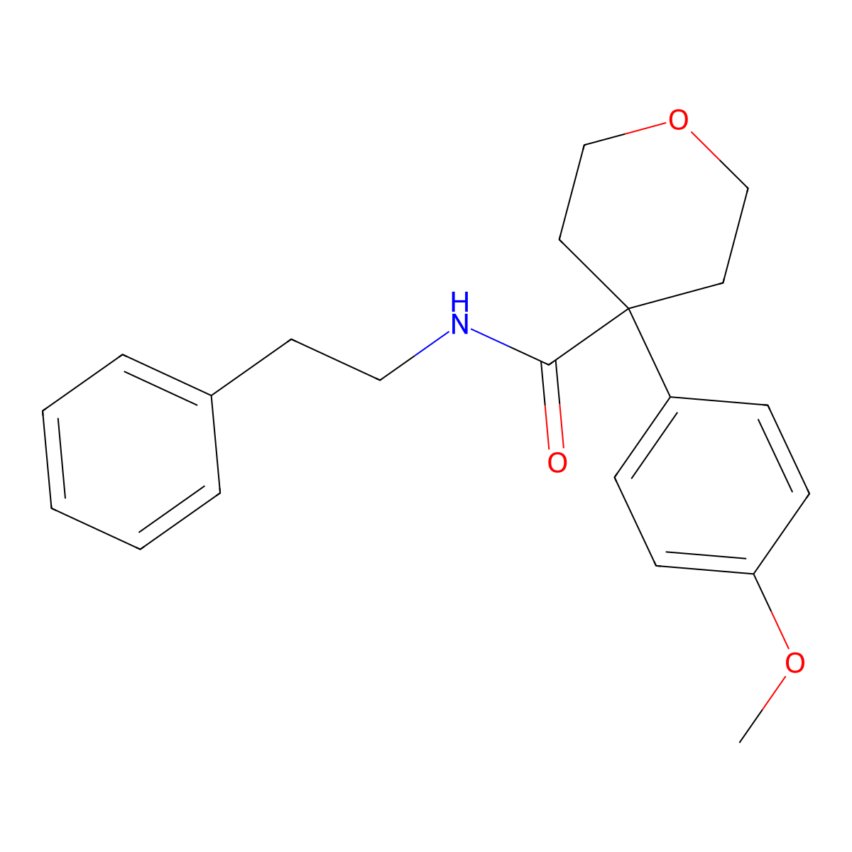 4-(4-methoxyphenyl)-N-(2-phenylethyl)oxane-4-carboxamide molecular structure, CAS 700859-16-1