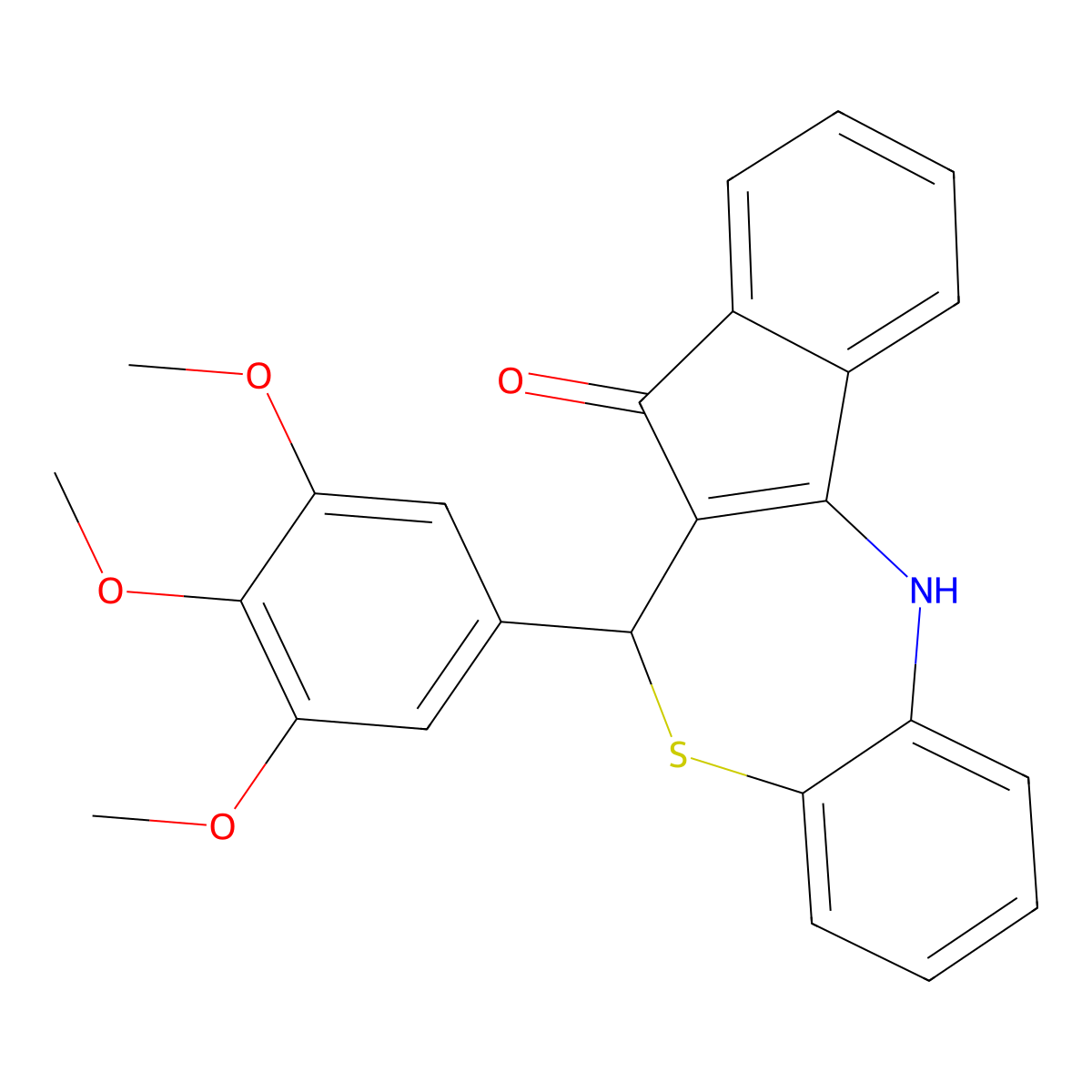 6-(3,4,5-trimethoxyphenyl)-6,12-dihydro-5H-benzo[b]indeno[1,2-e][1,4]thiazepin-5-one molecular structure, CAS 700859-31-0