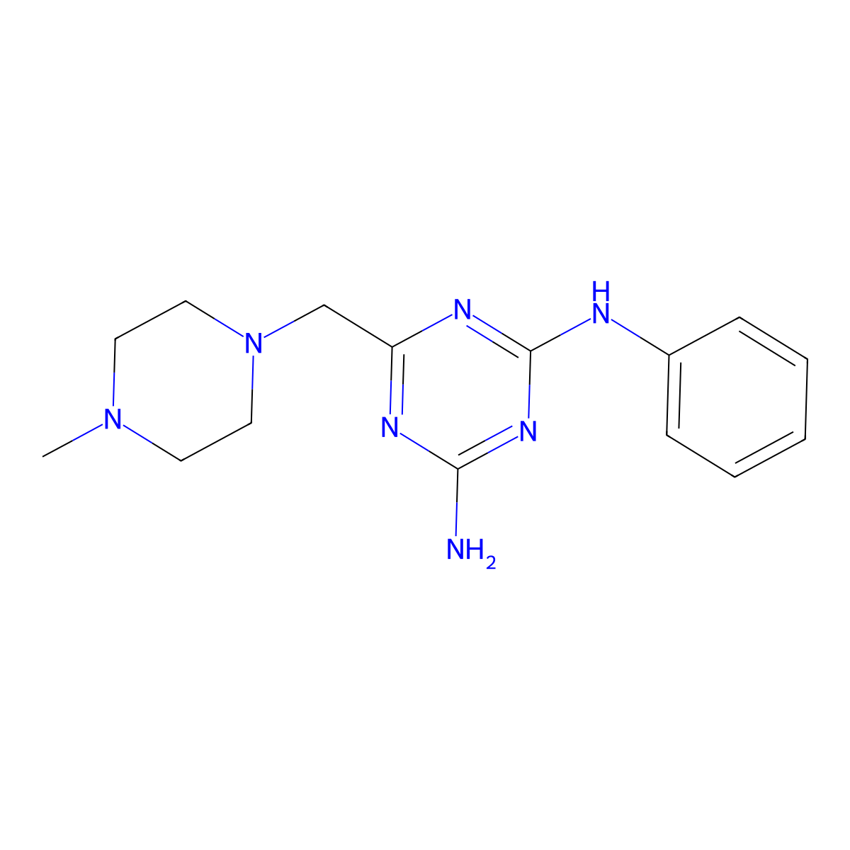 {4-Amino-6-[(4-methylpiperazinyl)methyl](1,3,5-triazin-2-yl)}phenylamine molecular structure, CAS 700859-54-7