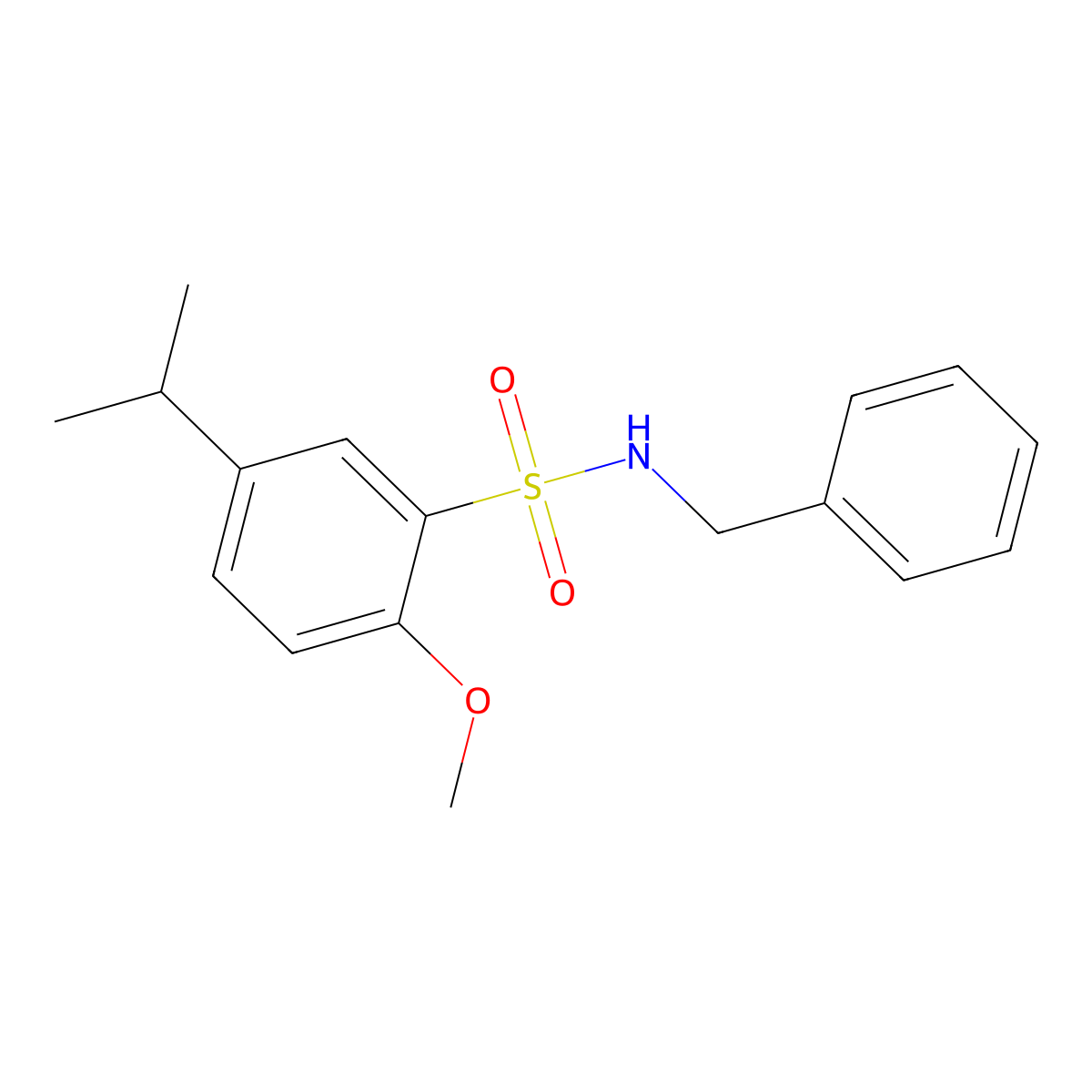 N-benzyl-5-isopropyl-2-methoxybenzenesulfonamide molecular structure, CAS 700859-57-0