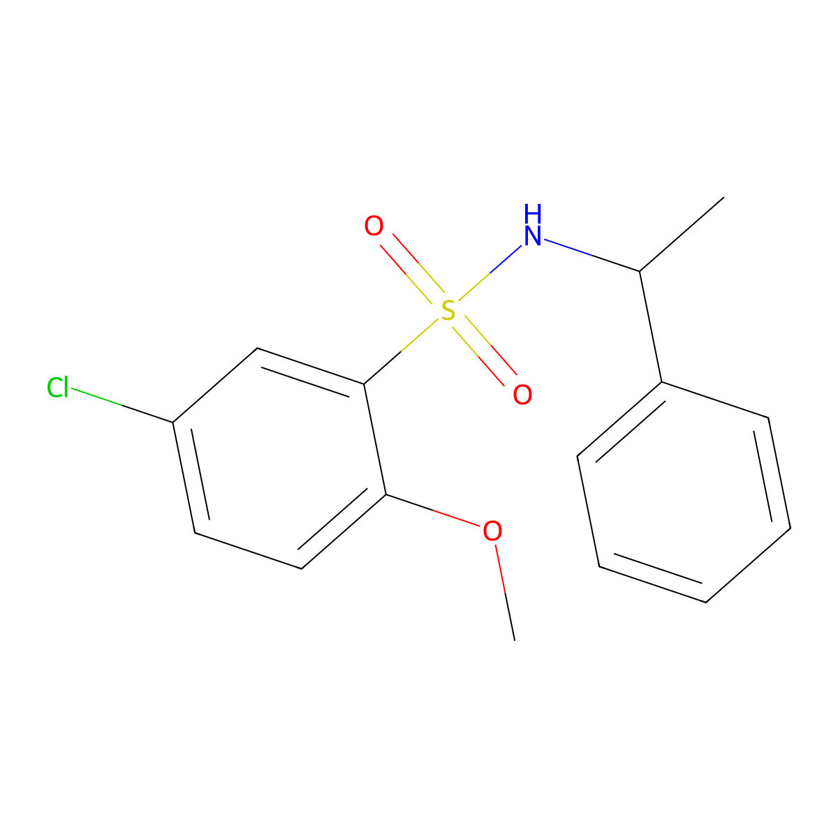 5-chloro-2-methoxy-N-(1-phenylethyl)benzenesulfonamide molecular structure, CAS 700859-65-0