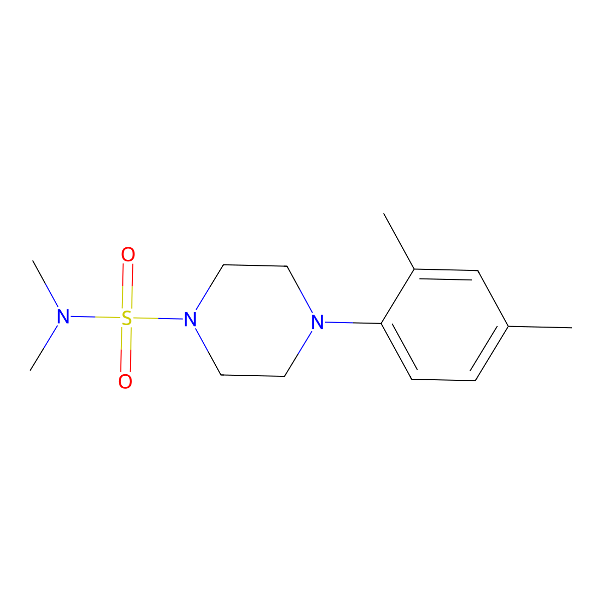 4-(2,4-dimethylphenyl)-N,N-dimethylpiperazine-1-sulfonamide molecular structure, CAS 700859-79-6