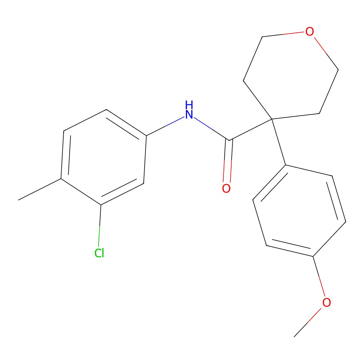 N-(3-chloro-4-methylphenyl)-4-(4-methoxyphenyl)oxane-4-carboxamide molecular structure, CAS 700859-91-2