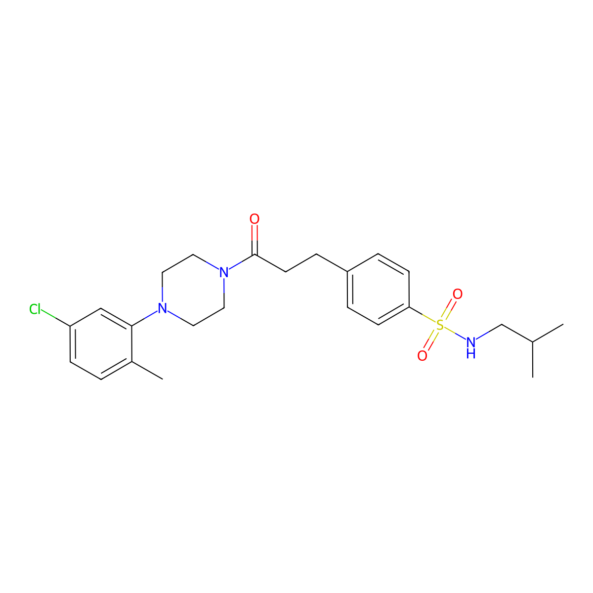 4-{3-[4-(5-chloro-2-methylphenyl)-1-piperazinyl]-3-oxopropyl}-N-isobutylbenzenesulfonamide molecular structure, CAS 700860-11-3