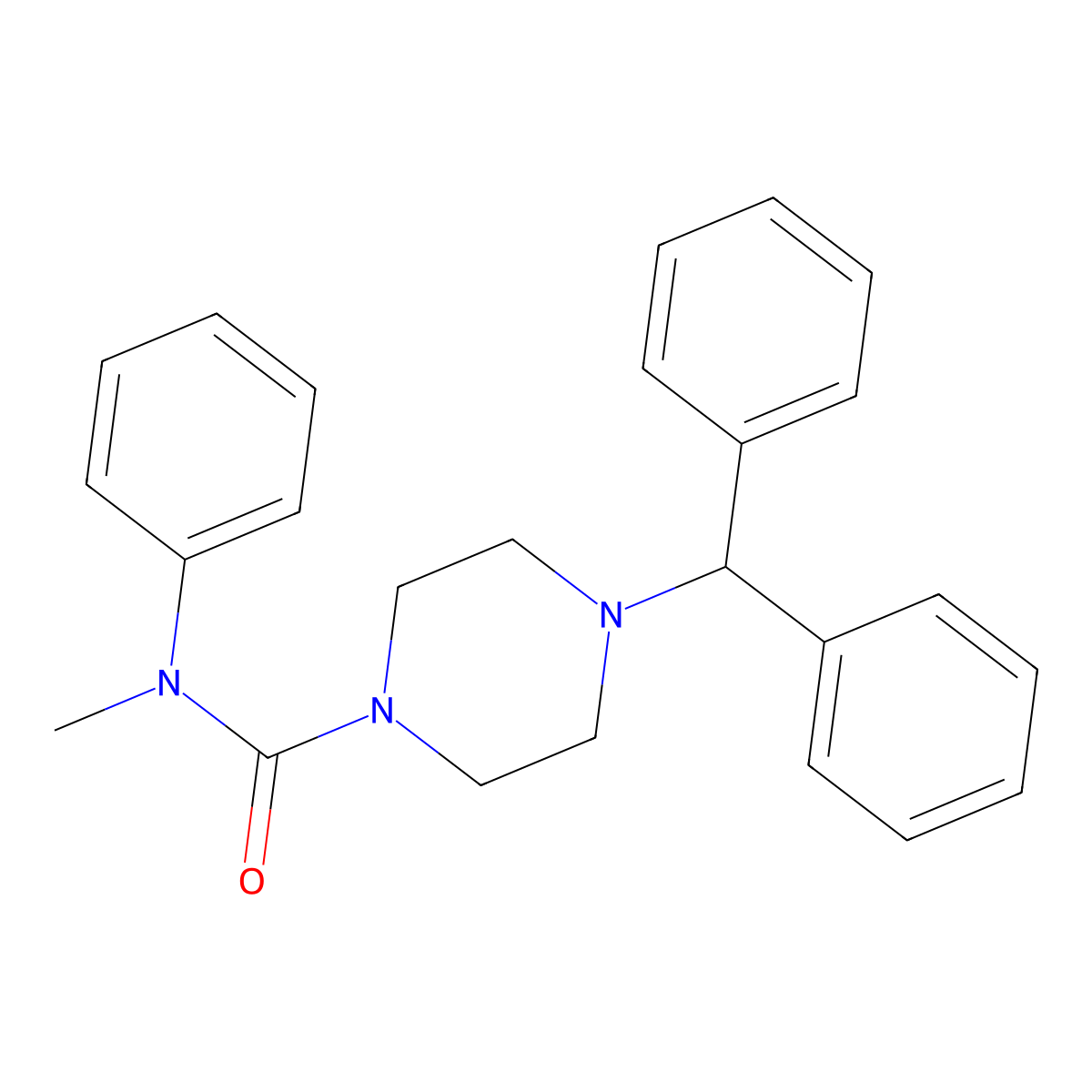 4-benzhydryl-N-methyl-N-phenylpiperazine-1-carboxamide molecular structure, CAS 700860-36-2