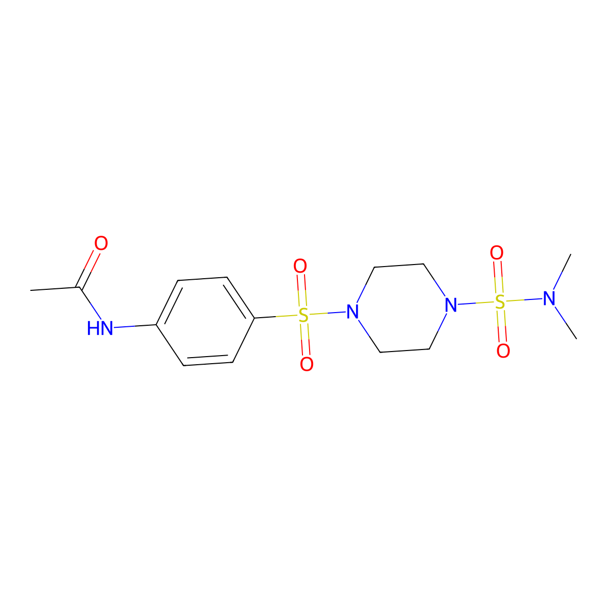 N-(4-{[4-(dimethylsulfamoyl)piperazin-1-yl]sulfonyl}phenyl)acetamide molecular structure, CAS 700860-40-8